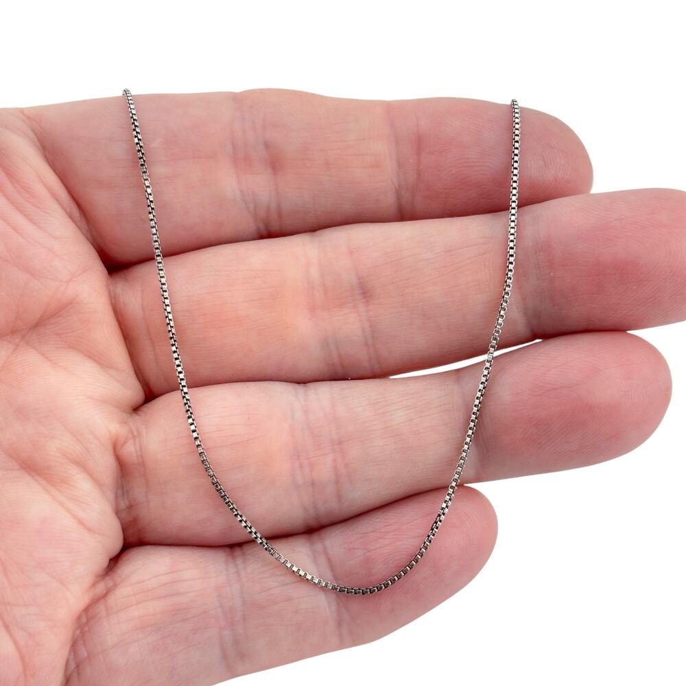 Vintage Italian Sterling Silver 925 Box Link Chain Necklace 18"